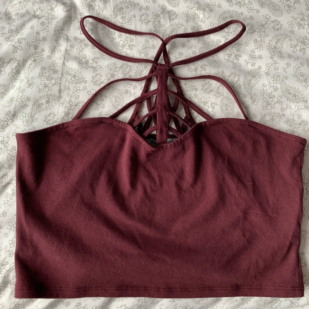 Charlotte Russe Maroon Strappy Crop Top
